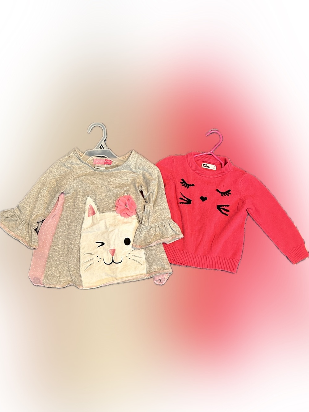 Bright Pink Cat Face Knit Sweater for Kids